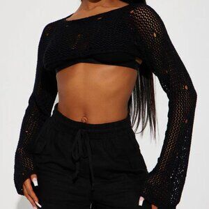 NEW Fashion Nova Crochet Shrug Cropped Sweater Size Large